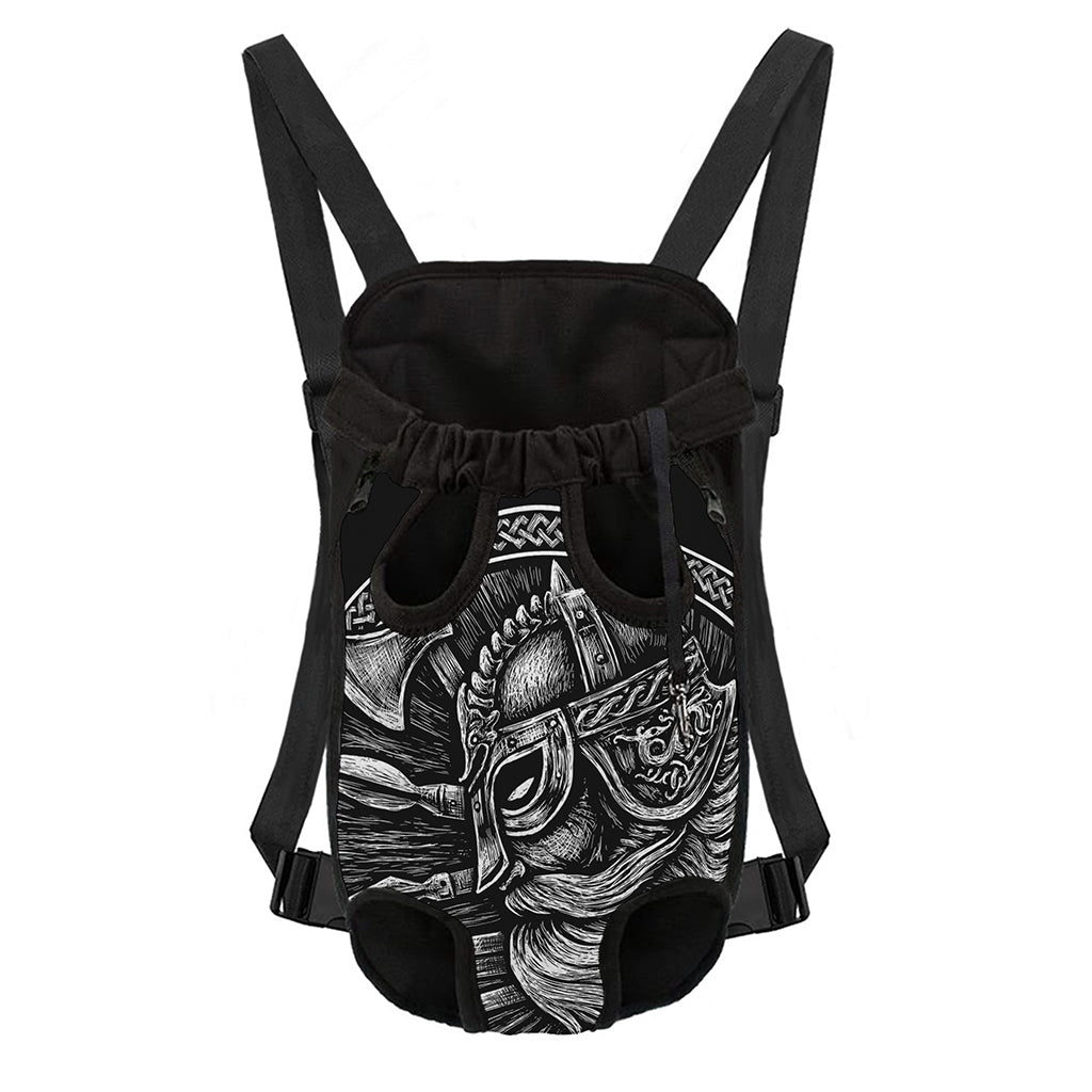 Black And White Viking God Odin Print Pet Carrier Backpack