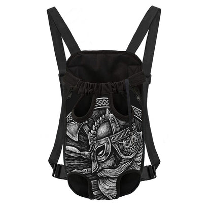 Black And White Viking God Odin Print Pet Carrier Backpack