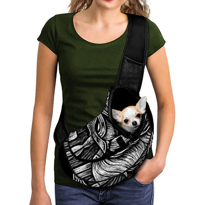 Black And White Viking God Odin Print Pet Sling Carrier