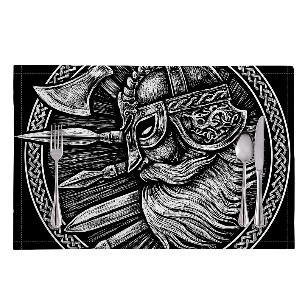 Black And White Viking God Odin Print Placemat
