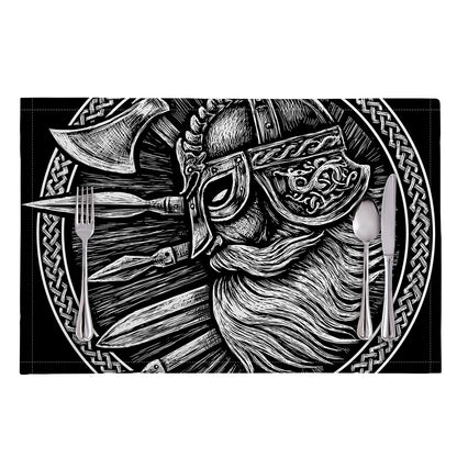 Black And White Viking God Odin Print Placemat