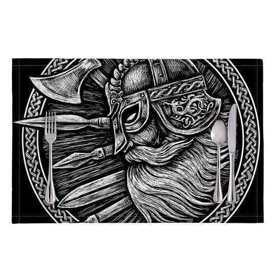 Black And White Viking God Odin Print Placemat