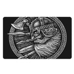 Black And White Viking God Odin Print Polyester Doormat