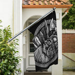 Black And White Viking God Odin Print Polyester Flag