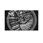 Black And White Viking God Odin Print Polyester Flag