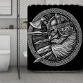 Black And White Viking God Odin Print Polyester Shower Curtain