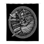 Black And White Viking God Odin Print Polyester Shower Curtain