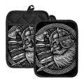 Black And White Viking God Odin Print Pot Holders With Pocket