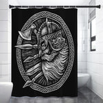 Black And White Viking God Odin Print Premium Shower Curtain