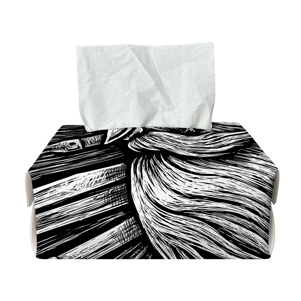 Black And White Viking God Odin Print Rectangle Tissue Box Cover