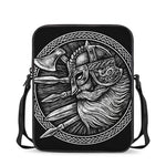 Black And White Viking God Odin Print Rectangular Crossbody Bag