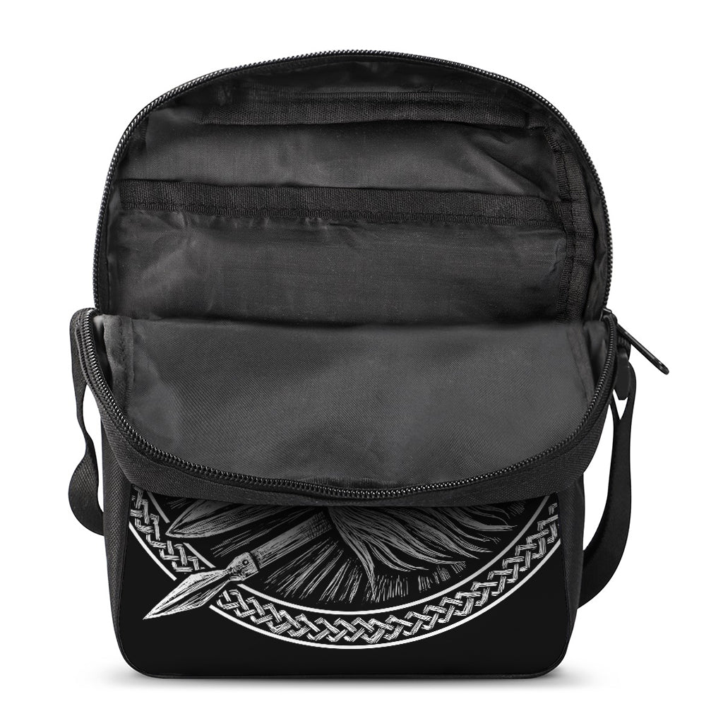 Black And White Viking God Odin Print Rectangular Crossbody Bag