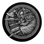 Black And White Viking God Odin Print Round Blanket