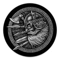 Black And White Viking God Odin Print Round Floor Mat