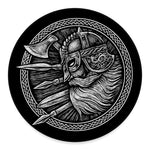 Black And White Viking God Odin Print Round Floor Mat