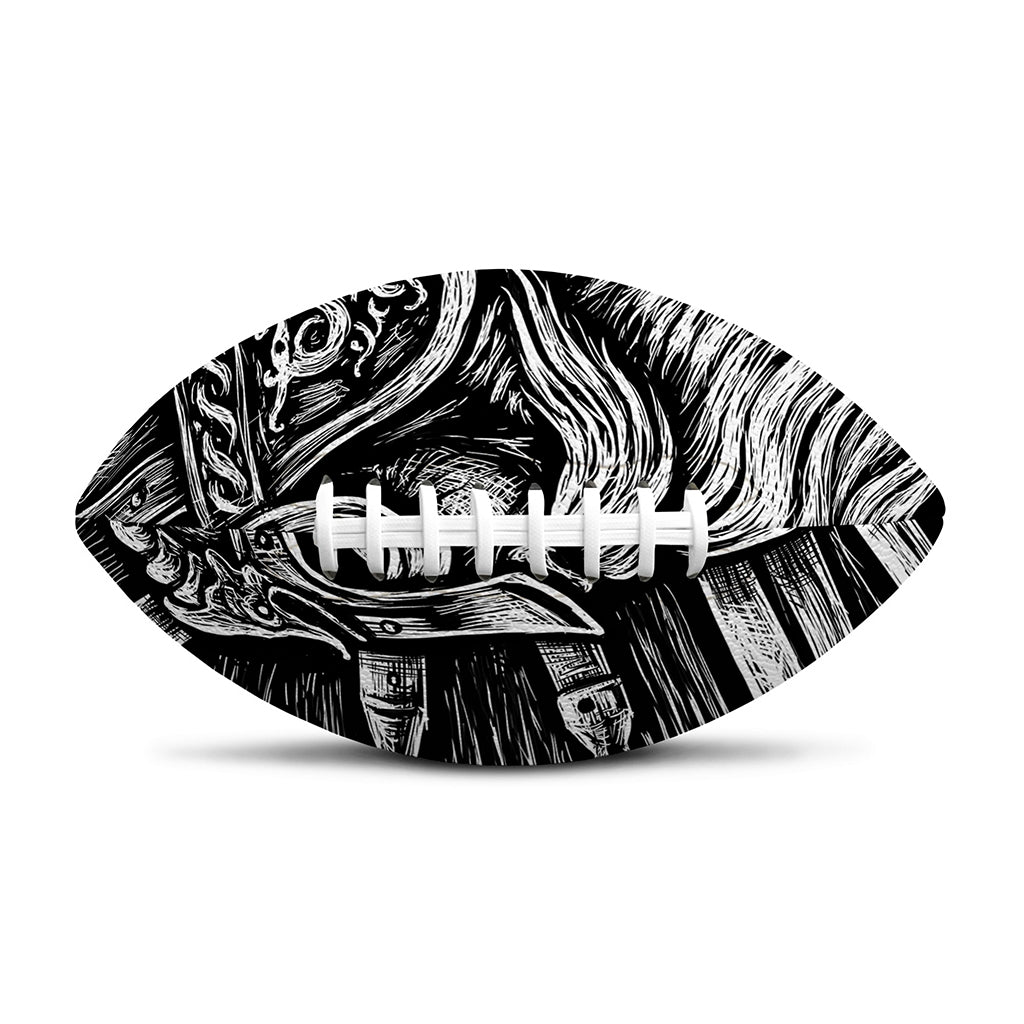 Black And White Viking God Odin Print Rugby Ball