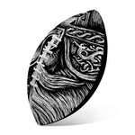 Black And White Viking God Odin Print Rugby Ball