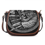 Black And White Viking God Odin Print Saddle Bag