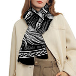 Black And White Viking God Odin Print Scarf