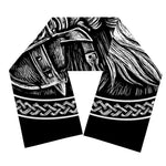 Black And White Viking God Odin Print Scarf