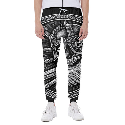 Black And White Viking God Odin Print Scuba Joggers