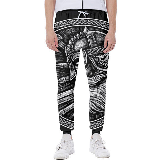 Black And White Viking God Odin Print Scuba Joggers