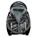 Black And White Viking God Odin Print Sherpa Lined Zip Up Hoodie