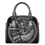 Black And White Viking God Odin Print Shoulder Handbag