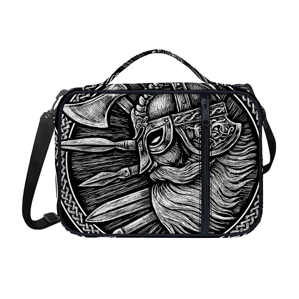 Black And White Viking God Odin Print Shoulder Strap Bible Bag