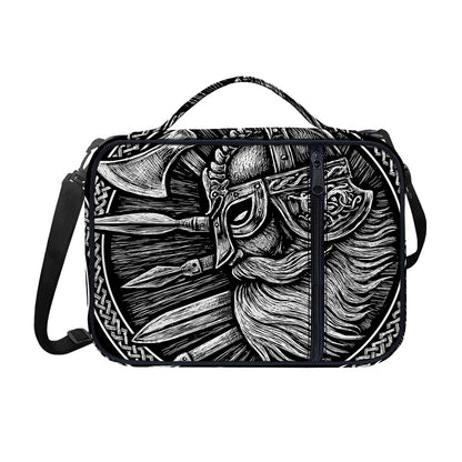 Black And White Viking God Odin Print Shoulder Strap Bible Bag