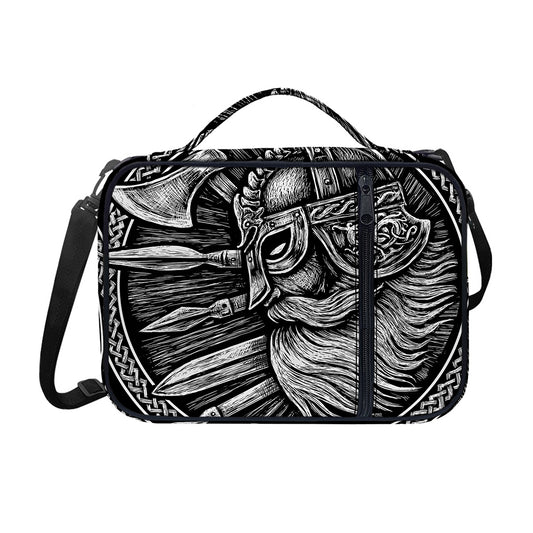 Black And White Viking God Odin Print Shoulder Strap Bible Bag