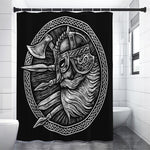 Black And White Viking God Odin Print Shower Curtain