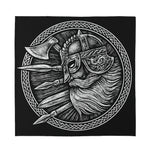 Black And White Viking God Odin Print Silk Bandana