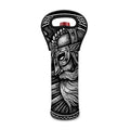 Black And White Viking God Odin Print Single Neoprene Wine Tote