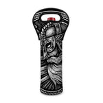 Black And White Viking God Odin Print Single Neoprene Wine Tote