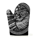 Black And White Viking God Odin Print Single Oven Mitt