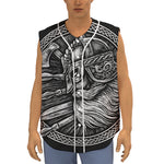 Black And White Viking God Odin Print Sleeveless Baseball Jersey