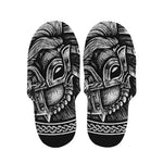 Black And White Viking God Odin Print Slippers