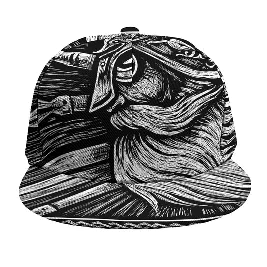Black And White Viking God Odin Print Snapback Cap