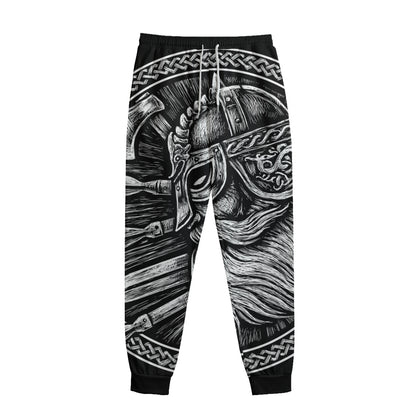 Black And White Viking God Odin Print Sweatpants