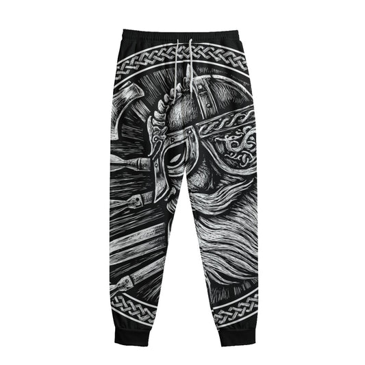 Black And White Viking God Odin Print Sweatpants