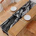 Black And White Viking God Odin Print Table Runner