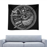 Black And White Viking God Odin Print Tapestry