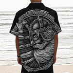 Black And White Viking God Odin Print Textured Short Sleeve Shirt