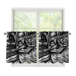 Black And White Viking God Odin Print Tier Curtains