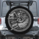 Black And White Viking God Odin Print Tire Cover