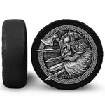 Black And White Viking God Odin Print Tire Cover