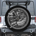 Black And White Viking God Odin Print Tire Cover With Camera Hole