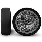 Black And White Viking God Odin Print Tire Cover With Camera Hole