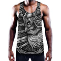 Black And White Viking God Odin Print Men's Workout Tank Top